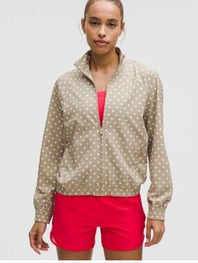 lululemon athletica Adapted State Track Jacket - White Polka on Sheer Oak Sz 14